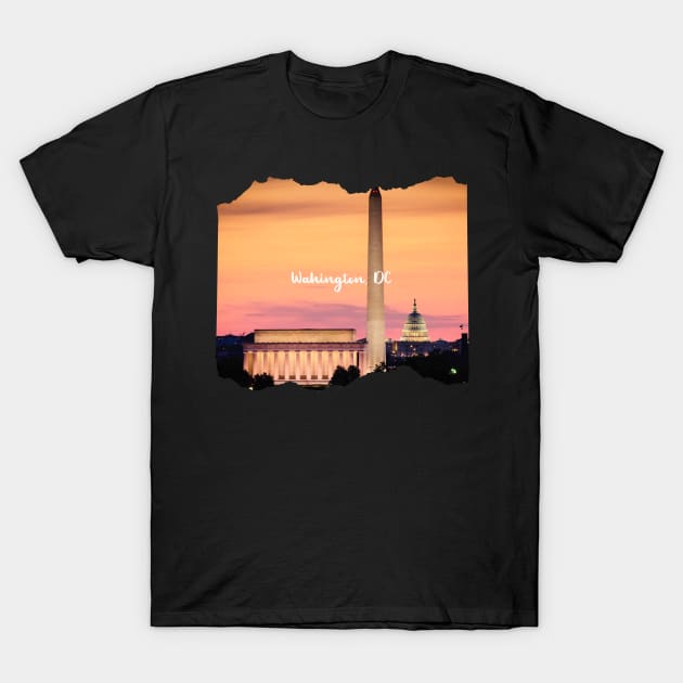 Sunset Photo Washington DC USA city tall monument texture sky dc statehood T-Shirt by BoogieCreates